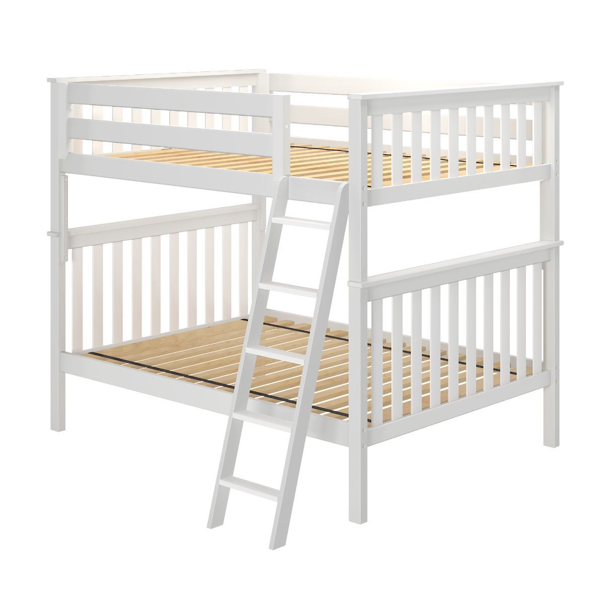 Solid Wood Bunk Bed with Angle Ladder - All In One Design - Full over Full