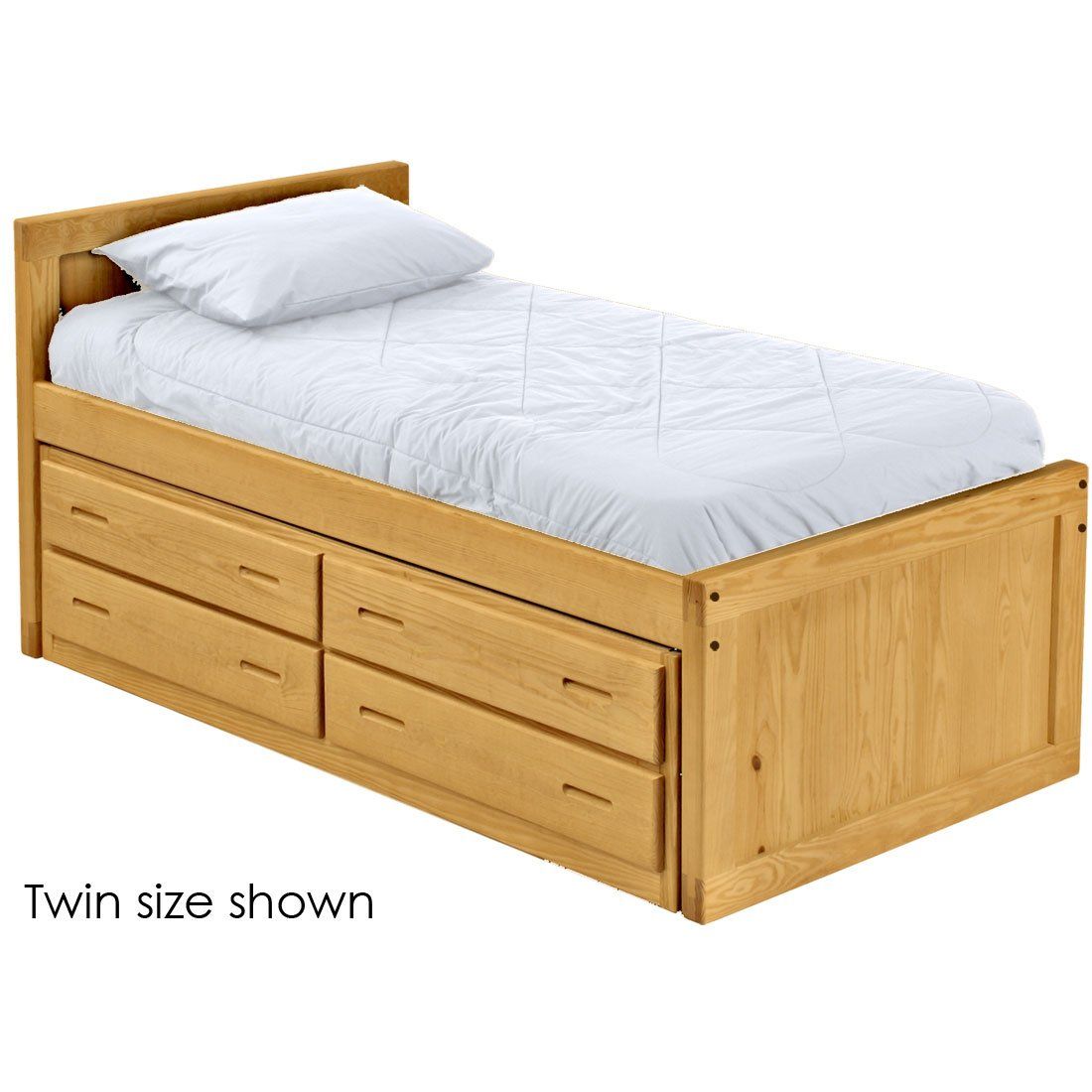 Solid Wood Captain Bed - Panel Design - w 4 Drawer unit - 3926