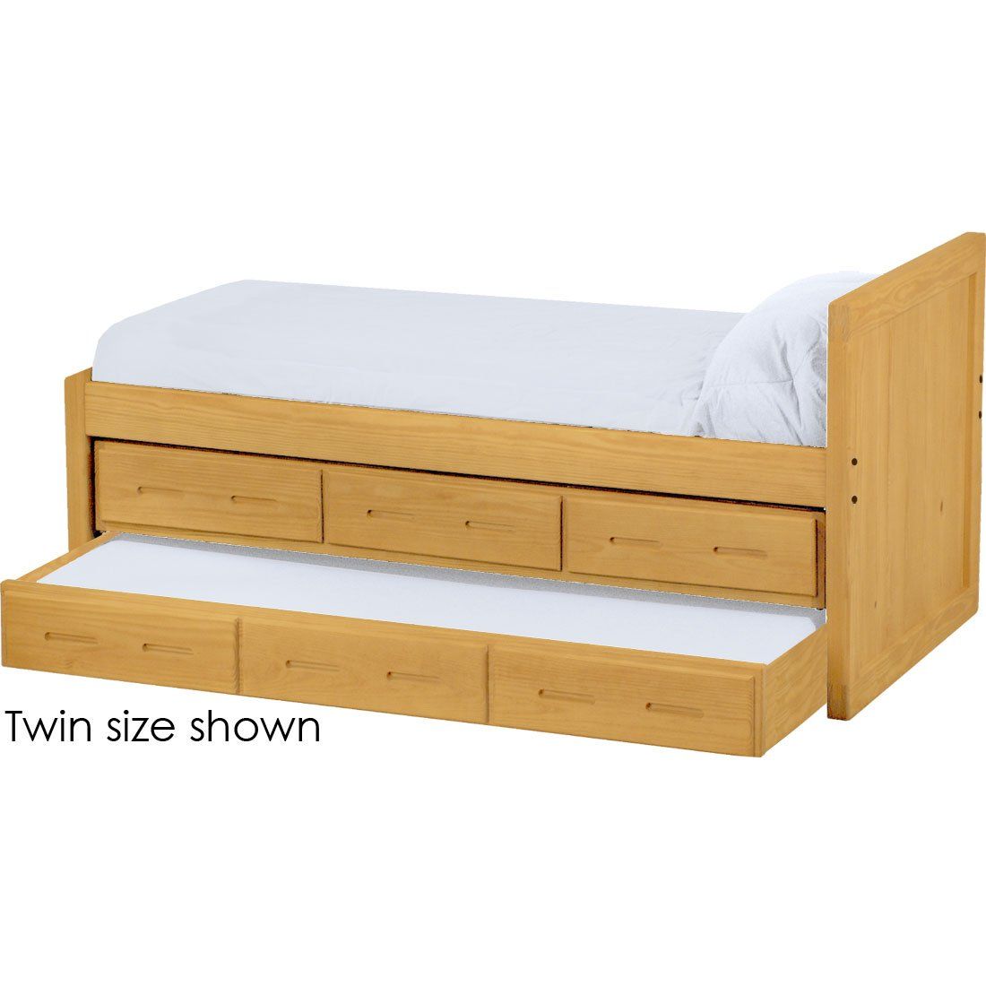 Solid Wood Captain Bed - Panel Design - w 3 Drawer unit n Trunle drawer - 3926