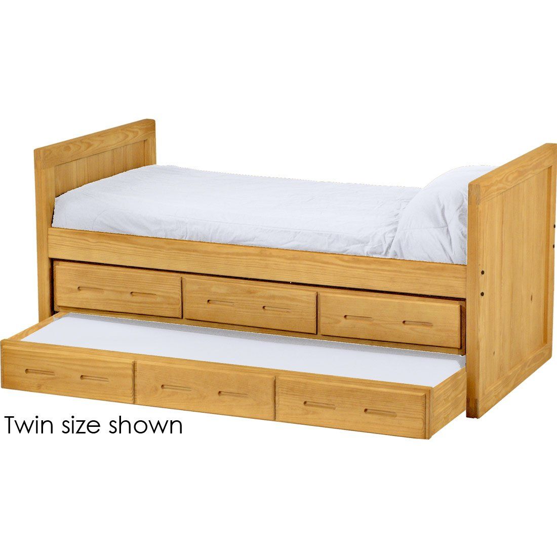 Solid Wood Captain Bed - Panel Design - w 3 Drawer unit n Trunle drawer - 3939