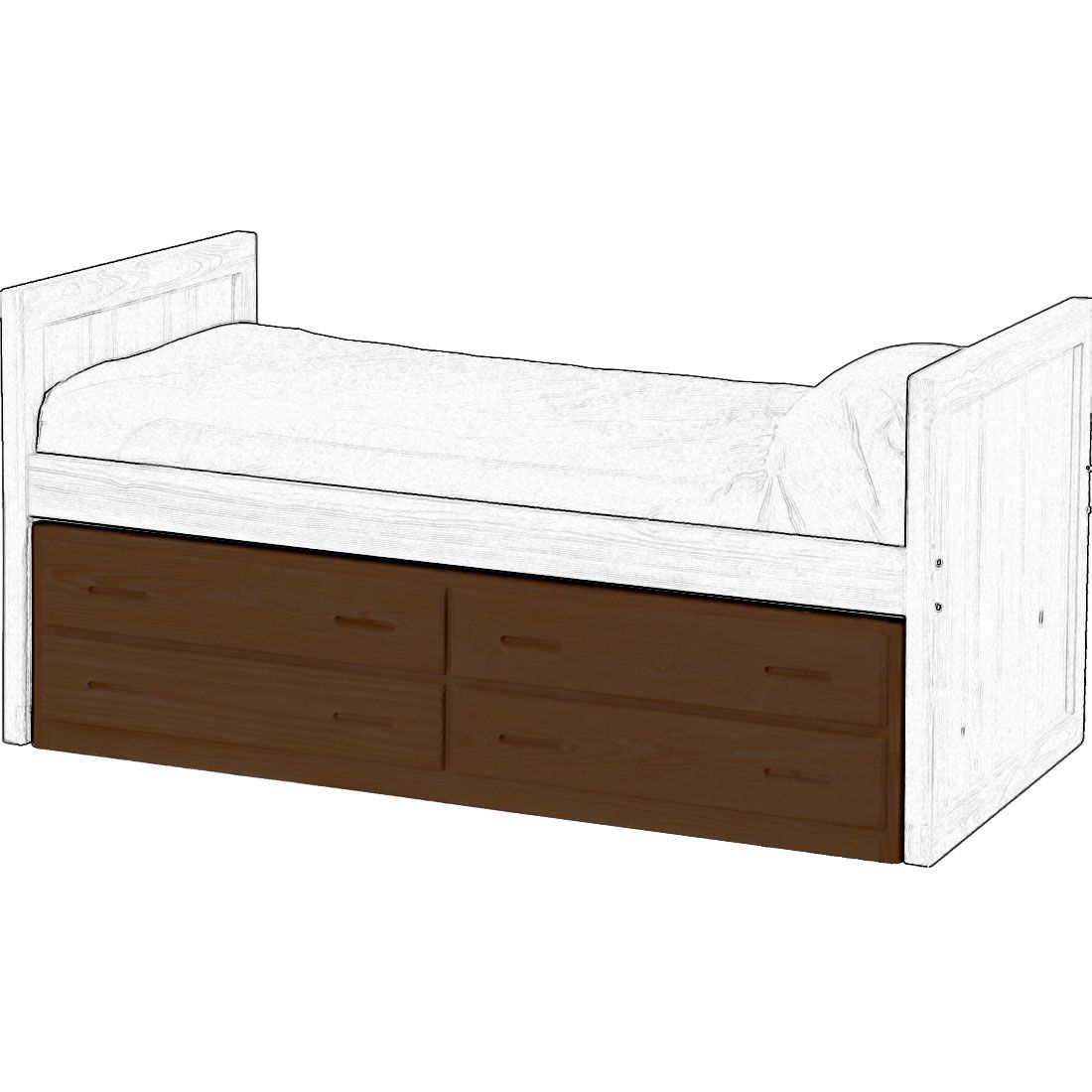 Solid Wood Under Bed Storage - Cottage Collection - 4 Drawers