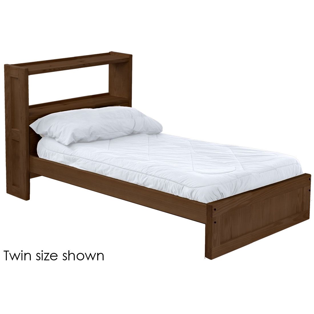 Solid wood Panel Design platform Bed with bookcase headboard by Crate Design Furniture, Bunk Beds Canada