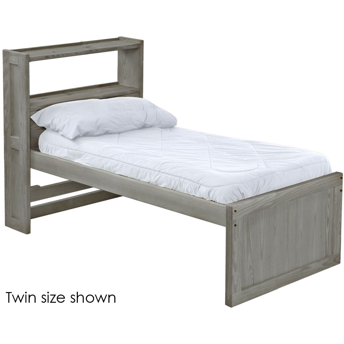 Solid Wood Captain Bed - Panel Design - w Bookcase HB