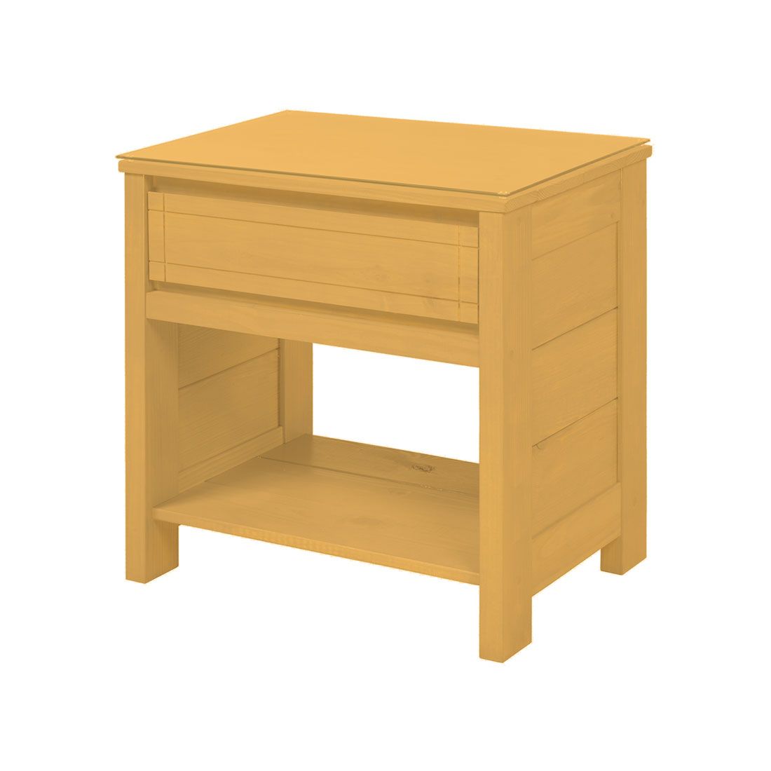 Solid Wood Nightstand - WildRoots Collection - w Glass Top - 1 Drawer