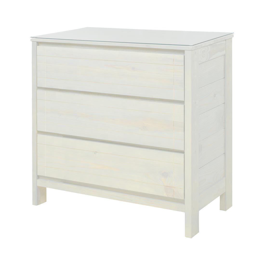 Solid Wood Chest - WildRoots Collection - w Glass Top - 3 Drawers