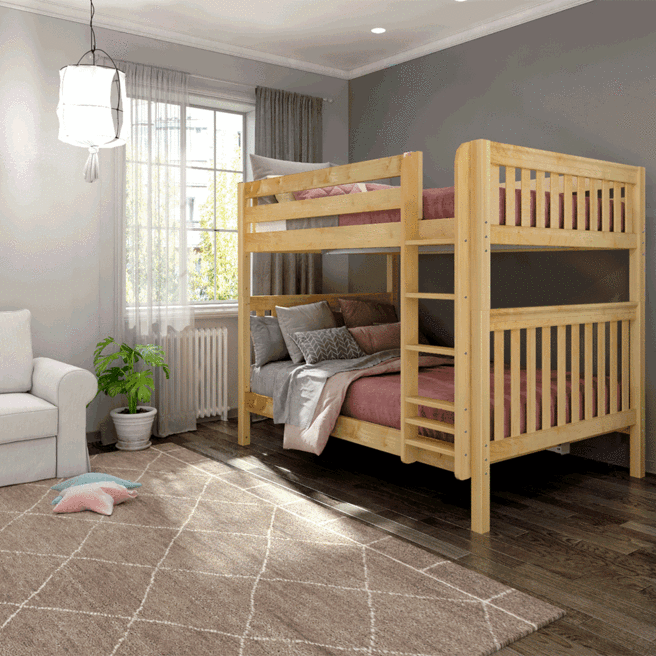 Solid Wood Bunk Bed w Vertical Ladder - Modular Design