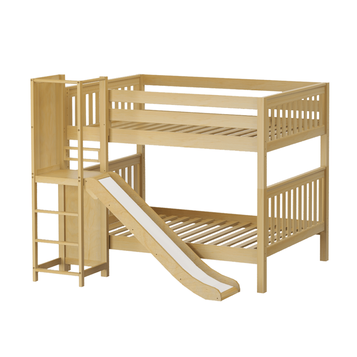 Solid Wood Bunk Bed w Slide Platform Side - Modular Design