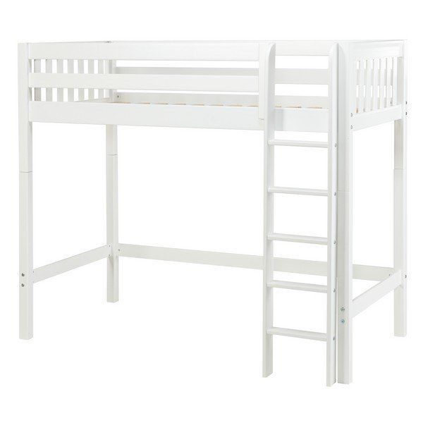 Solid Hardwood Loft Bed w Vertical Ladder - Modular Design - 71" H