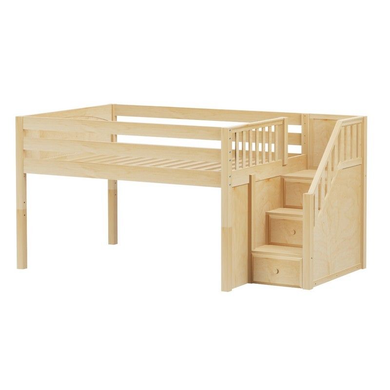 Solid Wood Loft Bed w Staircase on End - Modular Design