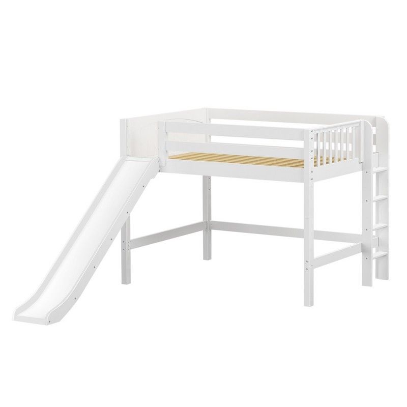 Solid Wood Loft Bed w Vertical Ladder on End and Slide - Modular Design