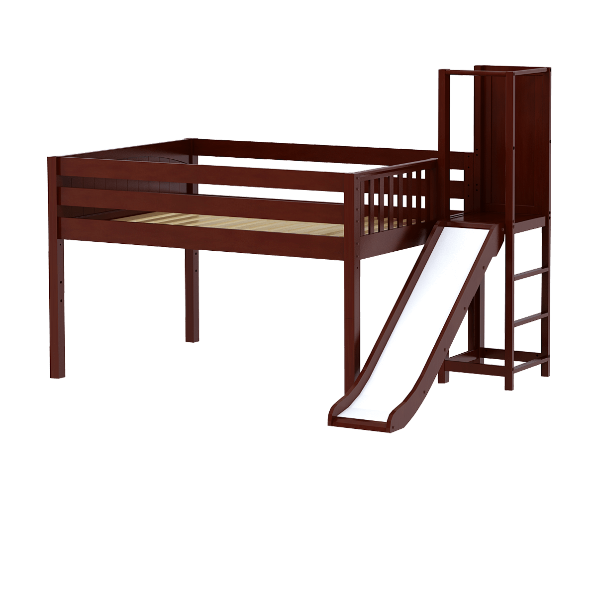 Solid Wood Loft Bed w Slide Platform End - Modular Design