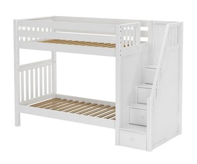 Solid Hardwood Bunk Bed w Staircase on End - Modular Design - 66" H