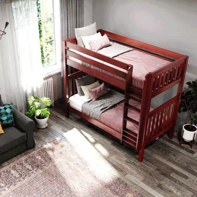 Solid Wood Bunk Bed w Vertical Ladder - Modular Design