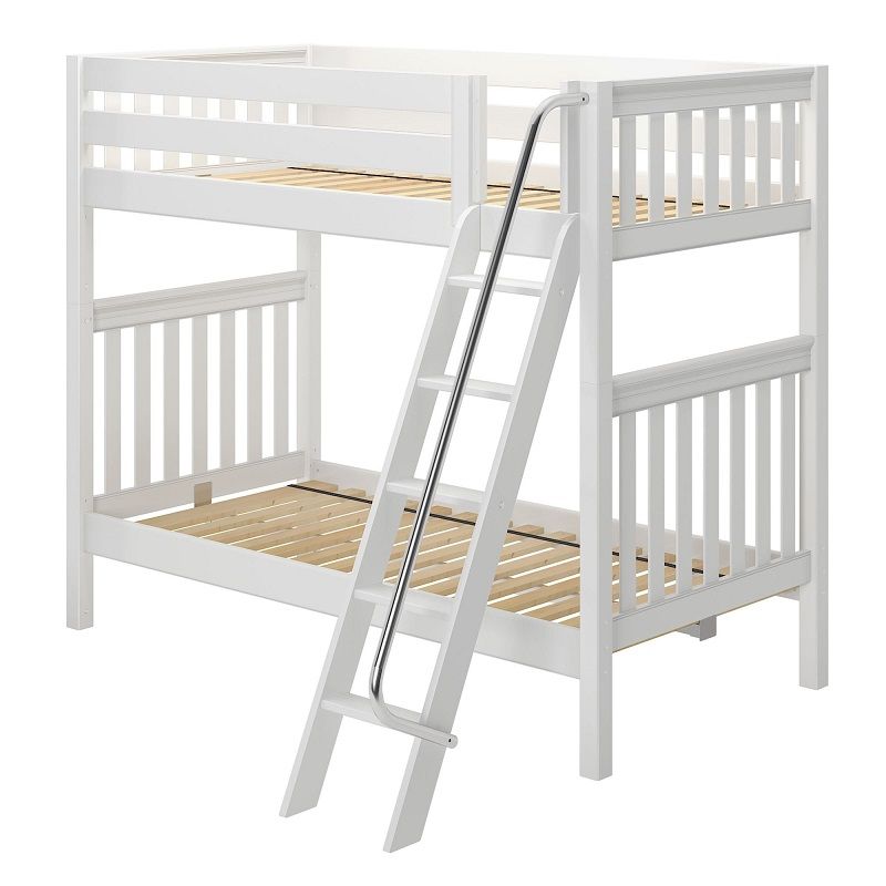 Solid Hardwood Bunk Bed w Angle Ladder - Modular Design - 71" H